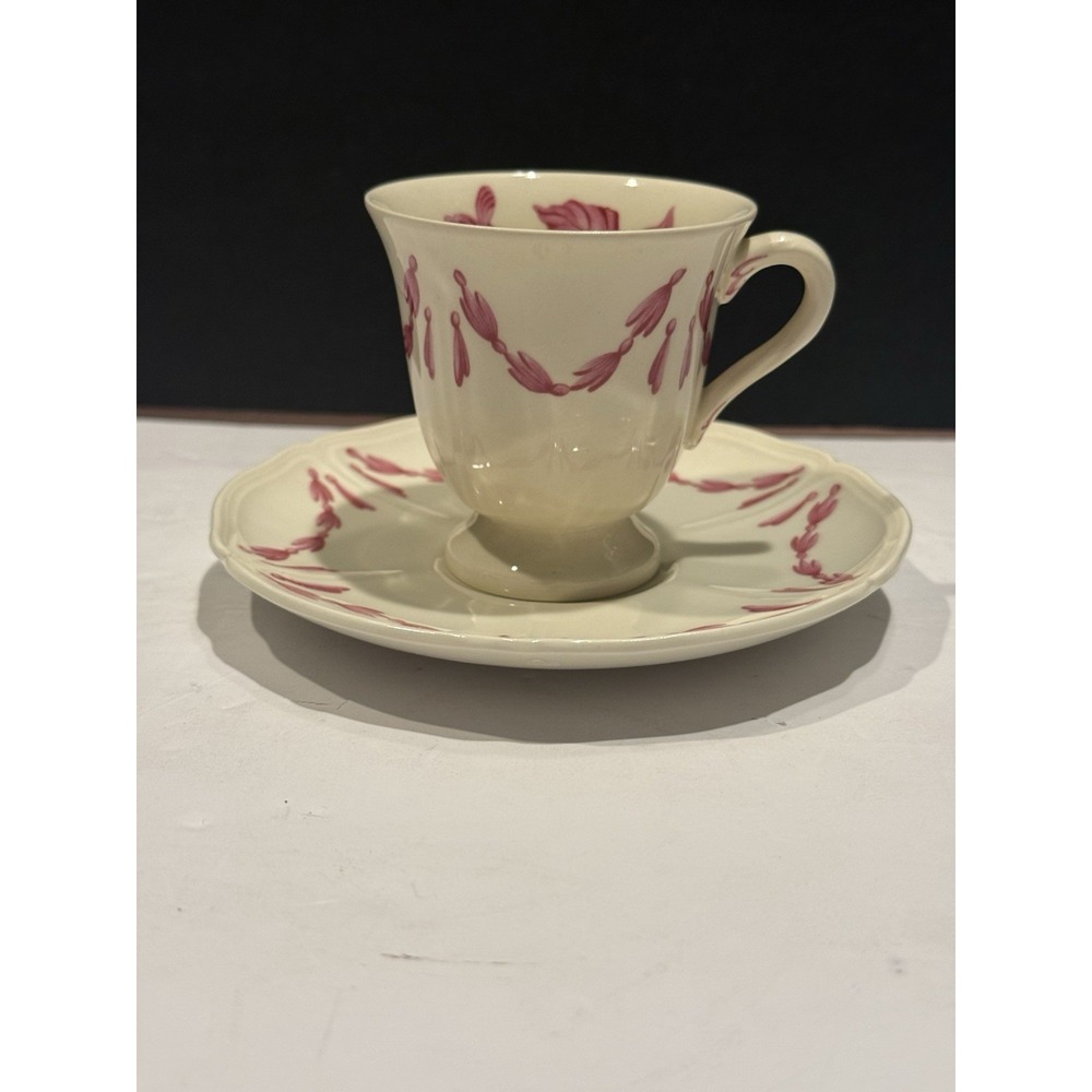 Wedgwood Williamsburg Husk Pink Demitasse Cup & Saucer English Ironstone